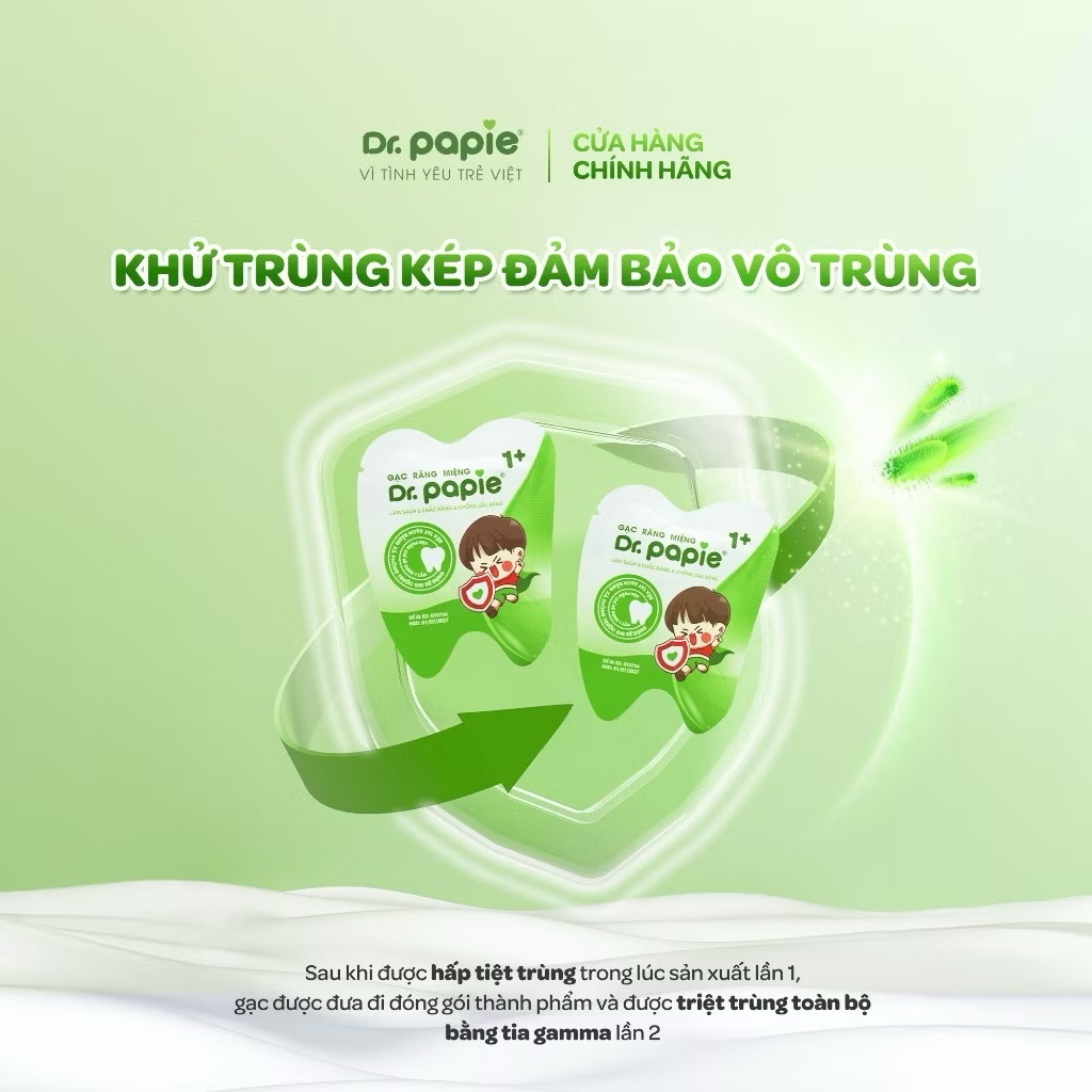 Gạc chống sâu sún răng Dr.Papie 1+ (30 gói)