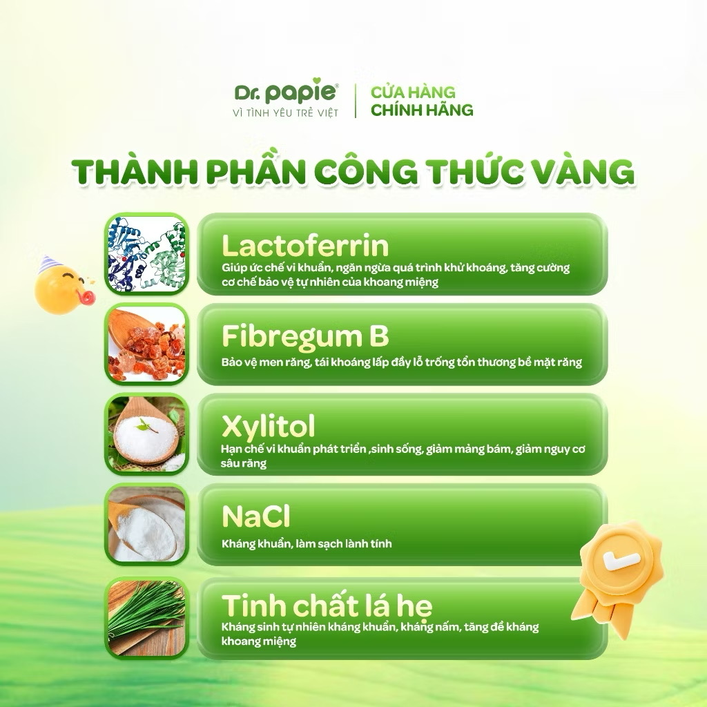 Gạc chống sâu sún răng Dr.Papie 1+ (30 gói)