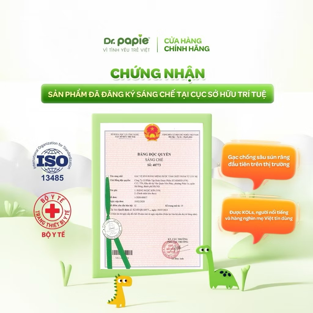 Gạc chống sâu sún răng Dr.Papie 1+ (30 gói)