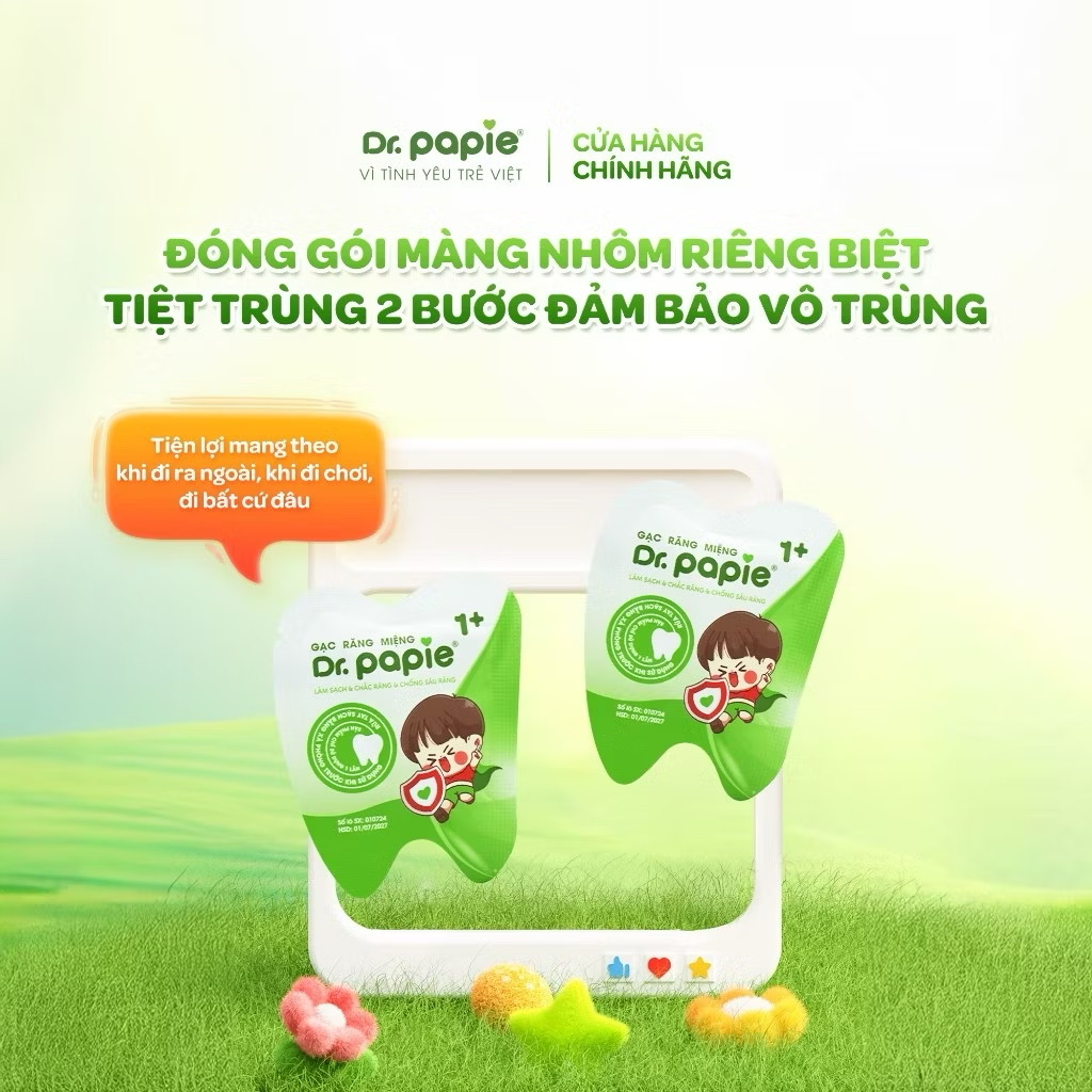 Gạc chống sâu sún răng Dr.Papie 1+ (30 gói)