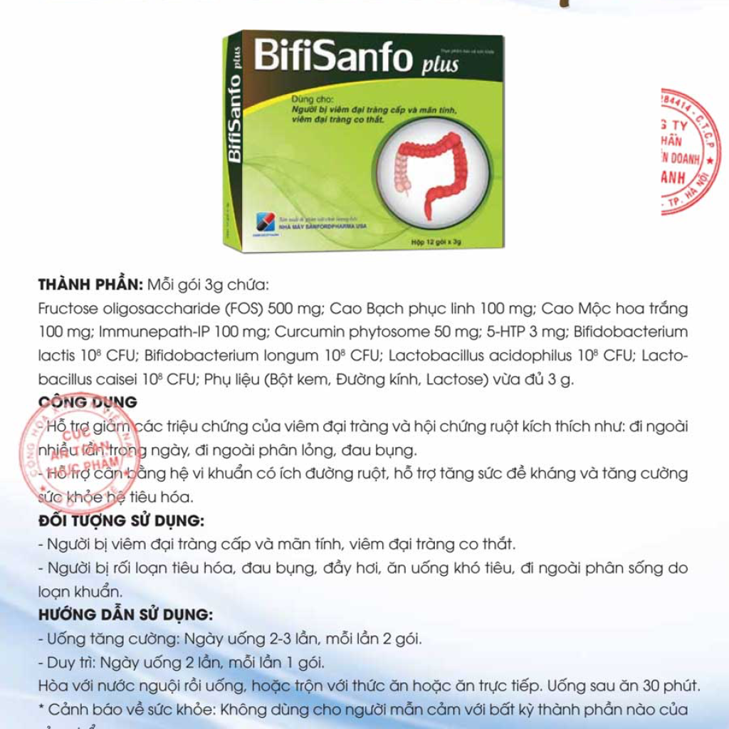 Bifisanfo Plus, Hỗ Trợ Giảm Triệu Chứng Do Rối Loạn Tiêu Hóa, Viêm Đại Tràng