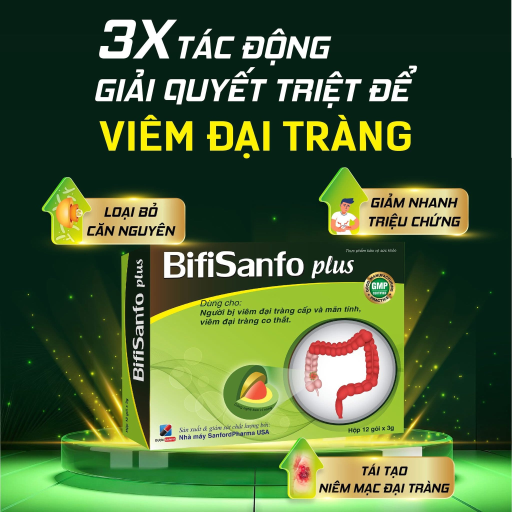 Bifisanfo Plus, Hỗ Trợ Giảm Triệu Chứng Do Rối Loạn Tiêu Hóa, Viêm Đại Tràng