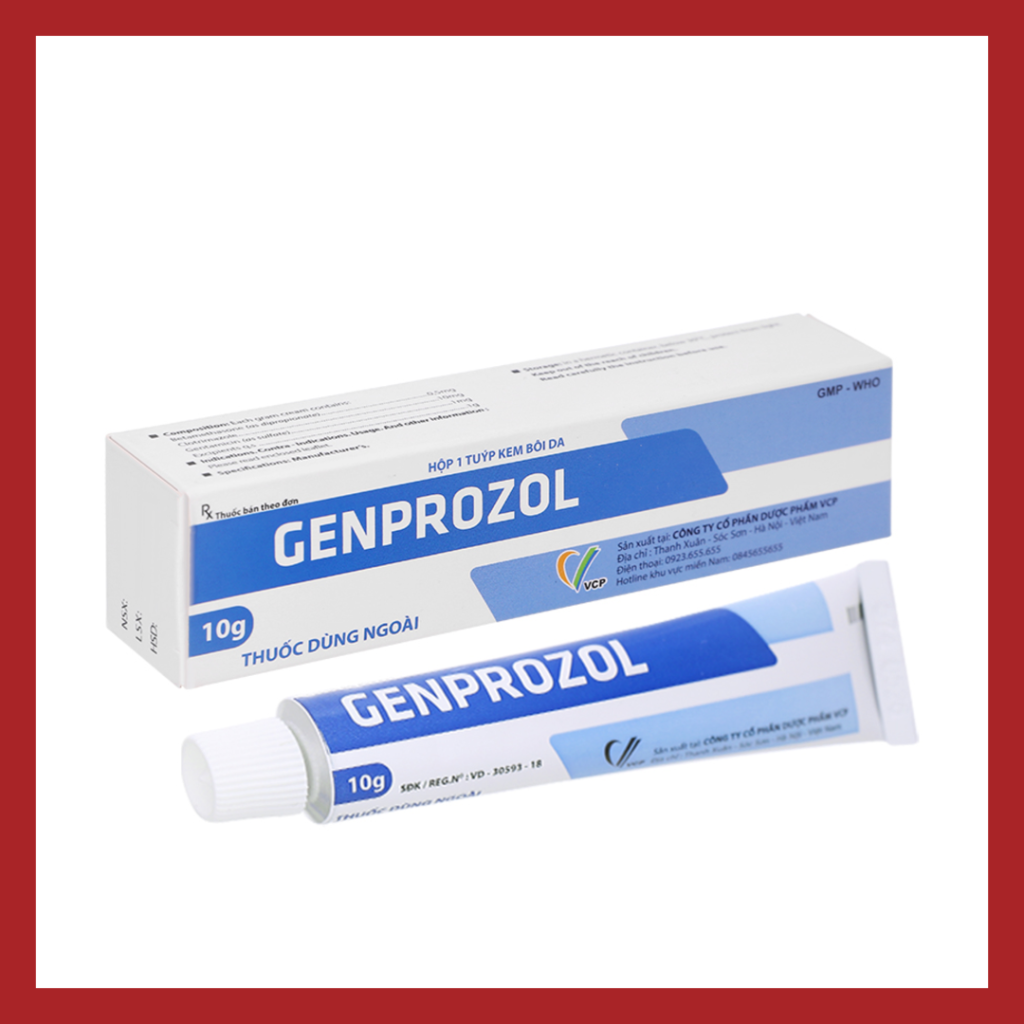 Kem bôi da Genprozol trị viêm da, nấm da (Tuýp 10g)