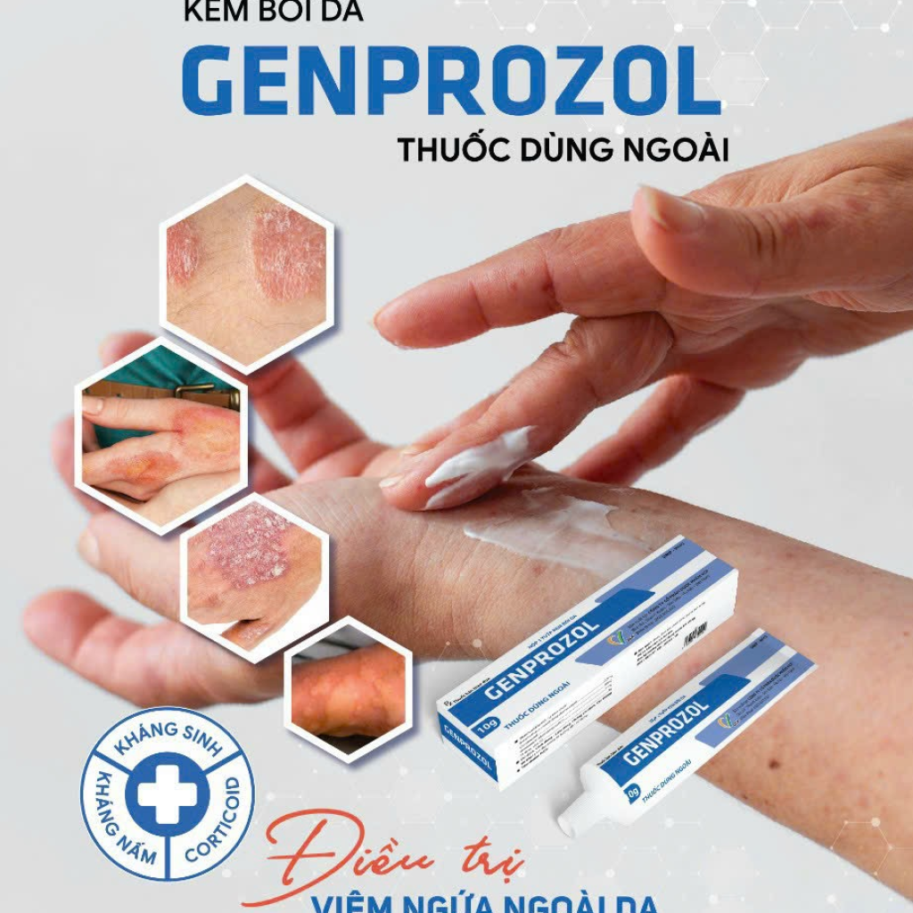 Kem bôi da Genprozol trị viêm da, nấm da (Tuýp 10g)