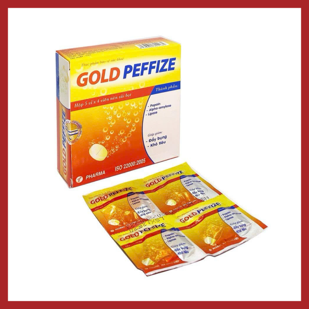 Gold Peffize giảm đầy bụng, ở hơi, khó tiêu, Hộp 20 viên
