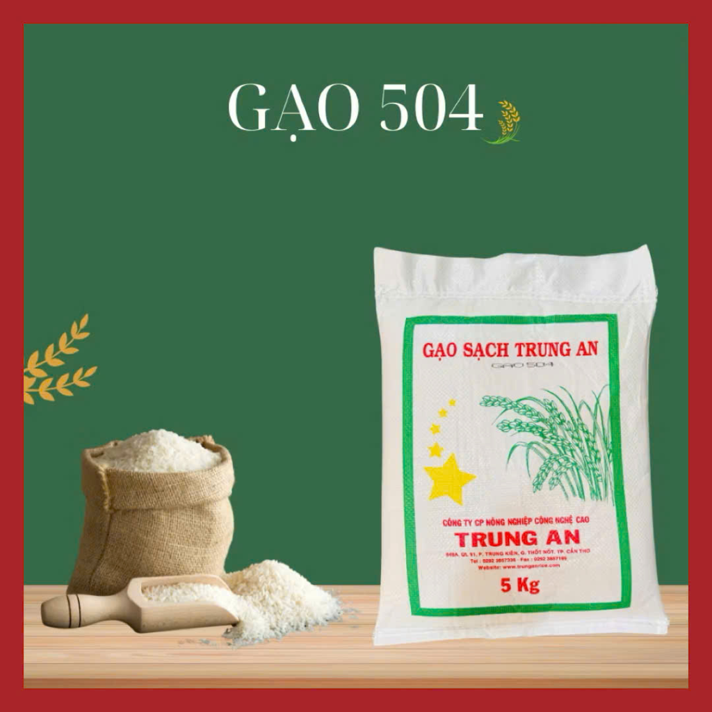 Gạo 504 Khô, Nở Xốp-Gạo Sạch TRUNG AN - Túi 5kg