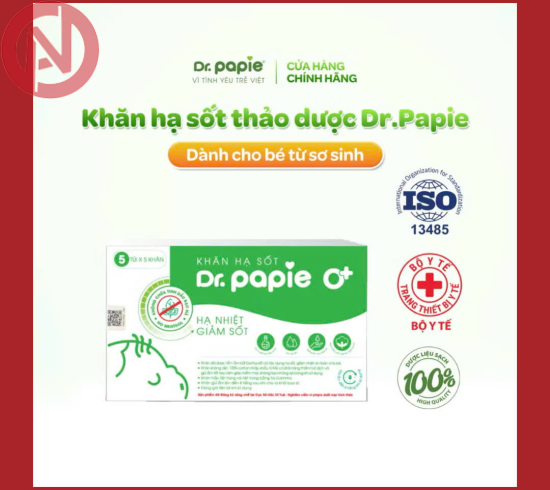 Khăn lau hạ sốt Dr.Papie 0+ (HỘP 5 GÓI)
