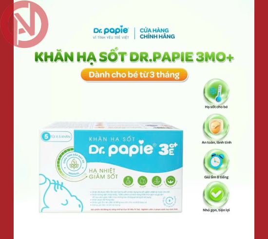 Khăn lau hạ sốt Dr.Papie 3mo+ (Hộp 5 Gói)