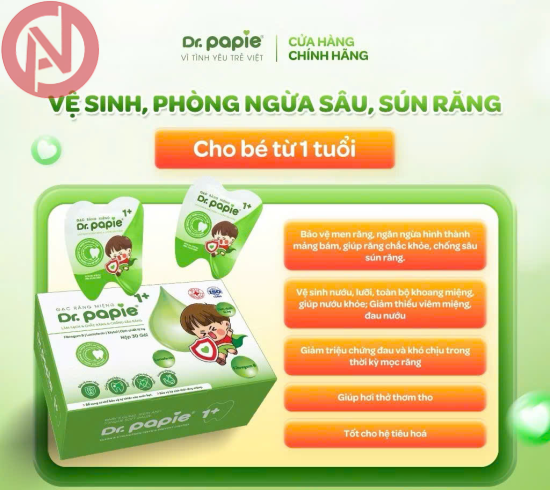 Gạc chống sâu sún răng Dr.Papie 1+ (30 gói)