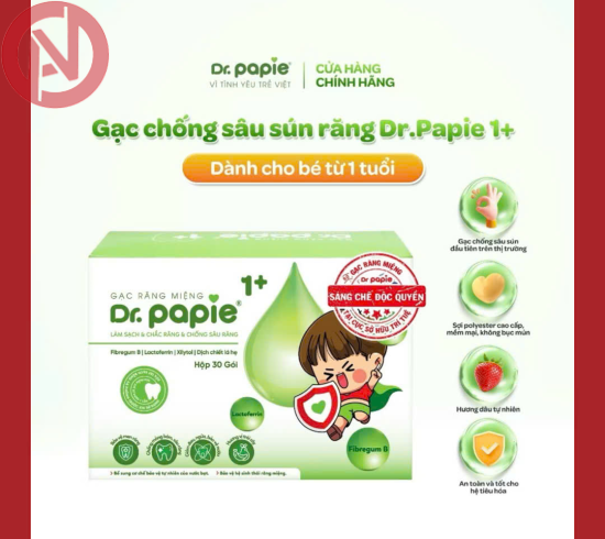 Gạc chống sâu sún răng Dr.Papie 1+ (30 gói)