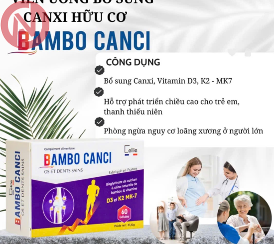Viên Uống Bổ Sung Canxi Hữu Cơ Bambo Canci Nhập Khẩu Từ Pháp, Hộp 60 viên